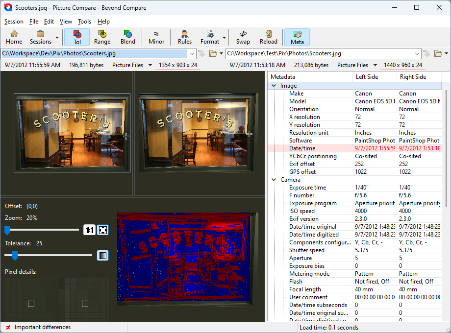 Comparing image files