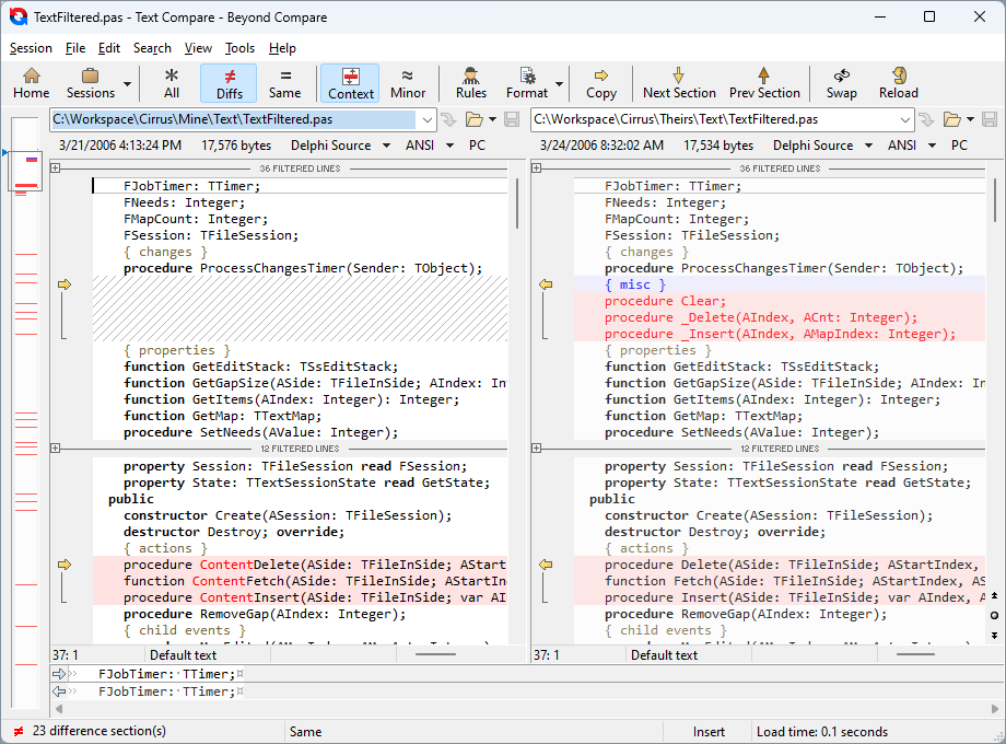 Comparing text files